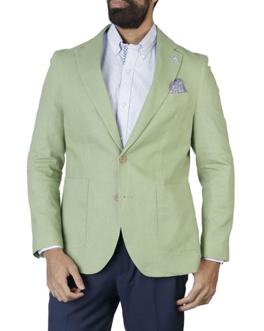 Tailorbyrd Green Solid Notch Lapel Linen Blend Sport Coat for men