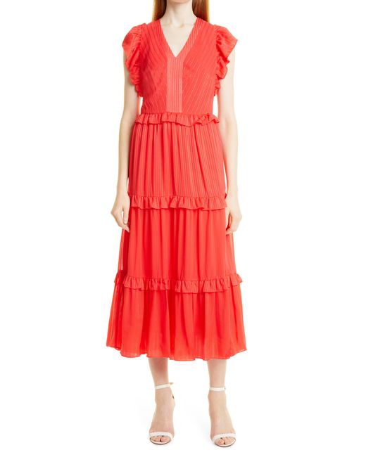Ted Baker Tiliana Ruffle Dress in Coral (Red) - Lyst