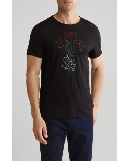 John Varvatos Black Rose Thorns Cotton Graphic T-shirt for men