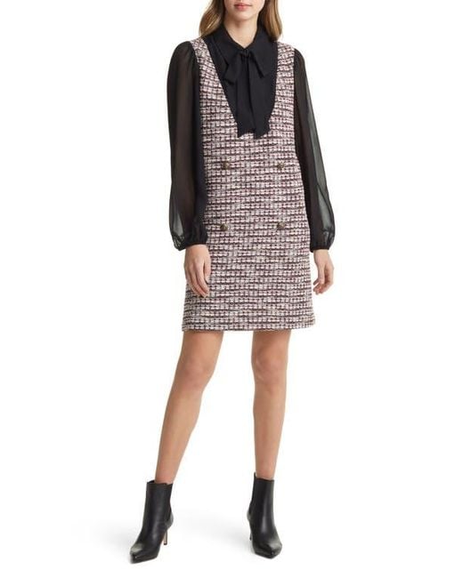 Julia Jordan Black Long Sleeve Tweed Minidress
