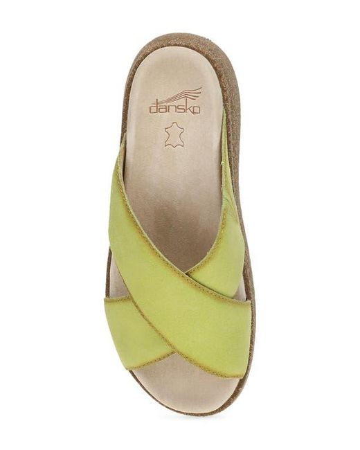 Dansko Green Bridget Platform Wedge Slide Sandal