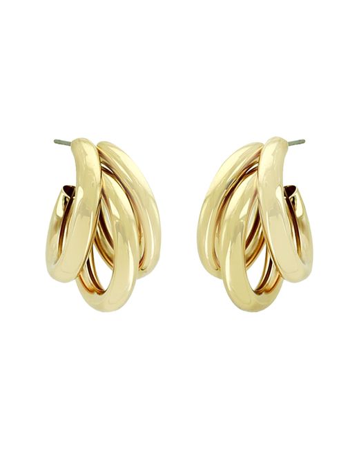Panacea Metallic 14k Yellow Gold Plated Triple Row Hoop Earrings