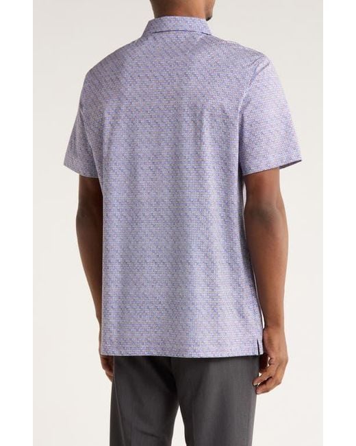 Bugatchi Purple Abstract Print Stretch Cotton Polo for men