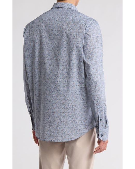Bugatchi Blue Julian Long Sleeve Classic Fit Woven Shirt for men