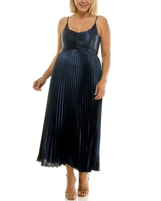 nicole miller blue dress Nicole Miller Blue Silk Spandex Asymmetric Hi-Low Dress V-Neck Sleeveless Size 6