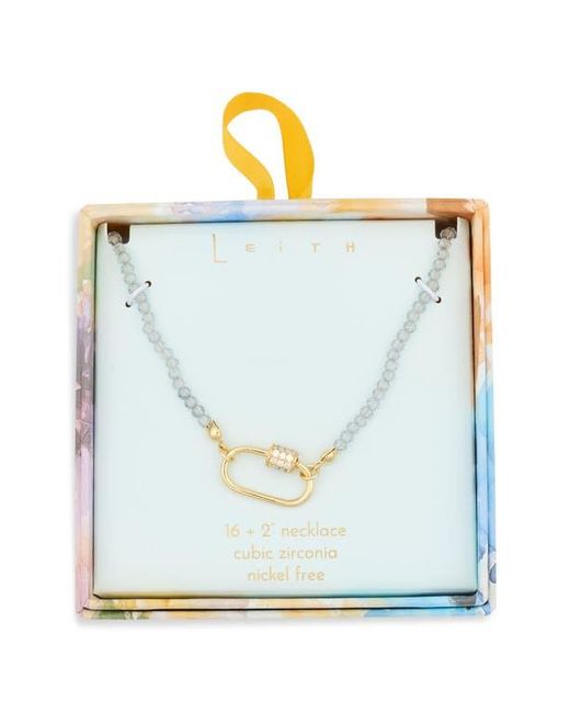 Leith Metallic Cubic Zirconia & Crystal Beaded Carabiner Necklace
