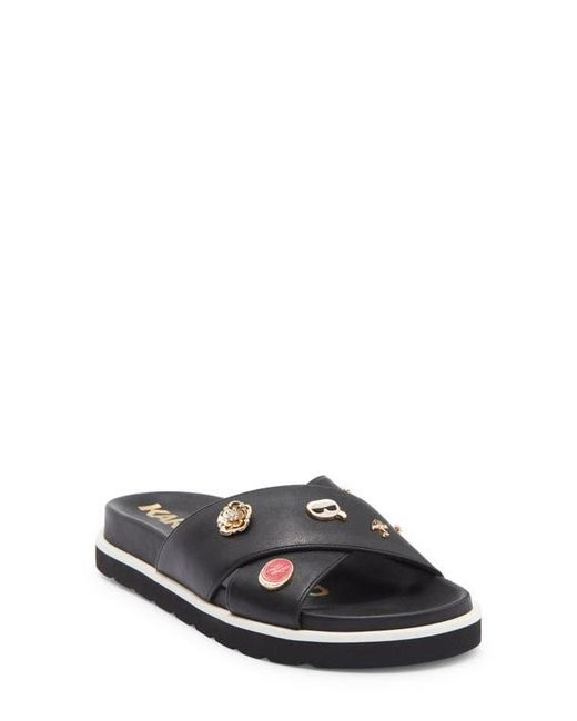 KARL LAGERFELD Embellished Crossover Strap Sandal in Black  display picture 1