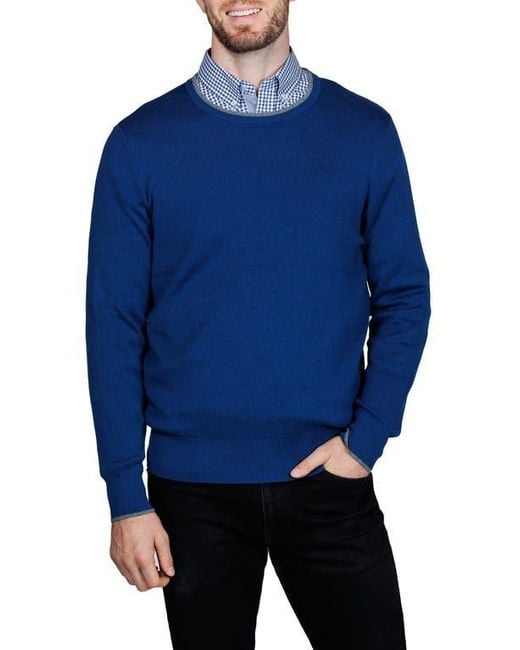Tailorbyrd Blue Fine Knit Sweater for men