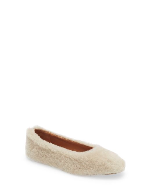 Aquatalia Brinley Genuine Shearling Flat In Natural At Nordstrom