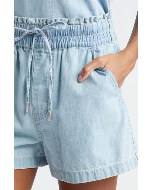 Veronica Beard Blue Tijana Drawstring Waist Chambray Shorts