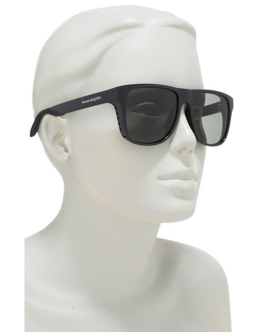 McQueen Gray 56Mm Square Rectangle Sunglasses