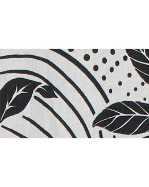 Farm Rio Black Monochrome Elegance Scarf Print Long Sleeve Linen Blend Minidress