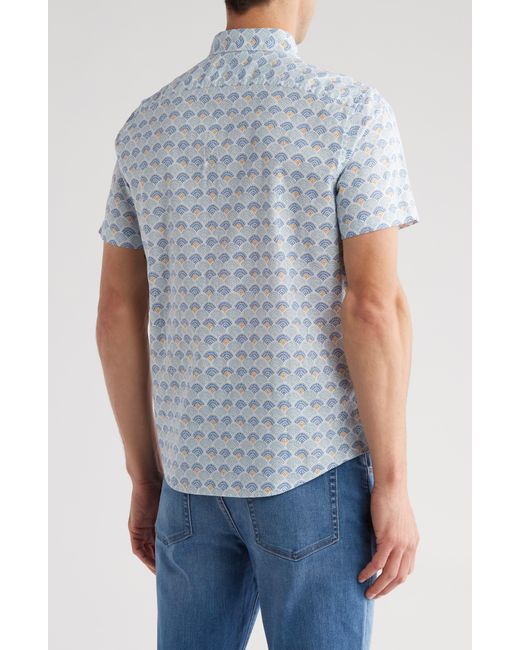Original Penguin Blue Tile Print Short Sleeve Shirt for men