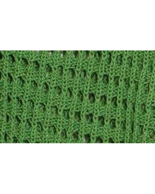 Design History Green Crochet Short Sleeve Button-up Sweater