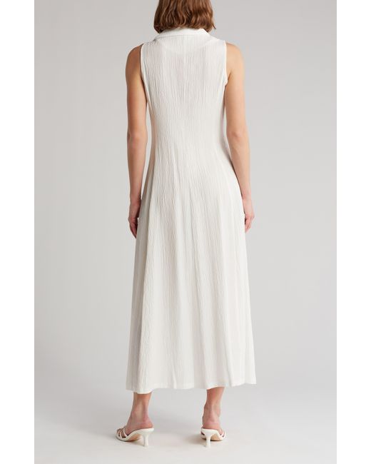 Calvin Klein White Sleeveless Tie Waist Gauze Midi Dress