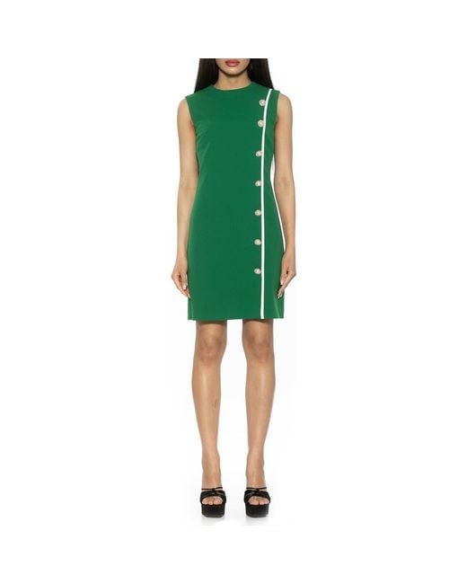 Alexia Admor Women's Green Stripe Detail Sleeveless Shift Dress
