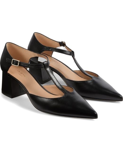 L.K.Bennett Black Mikayla T-Strap Pointed Toe Pump