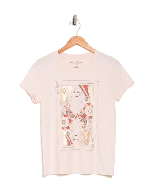 Lucky Brand Pink Queen Of Cocktails Graphic T-shirt