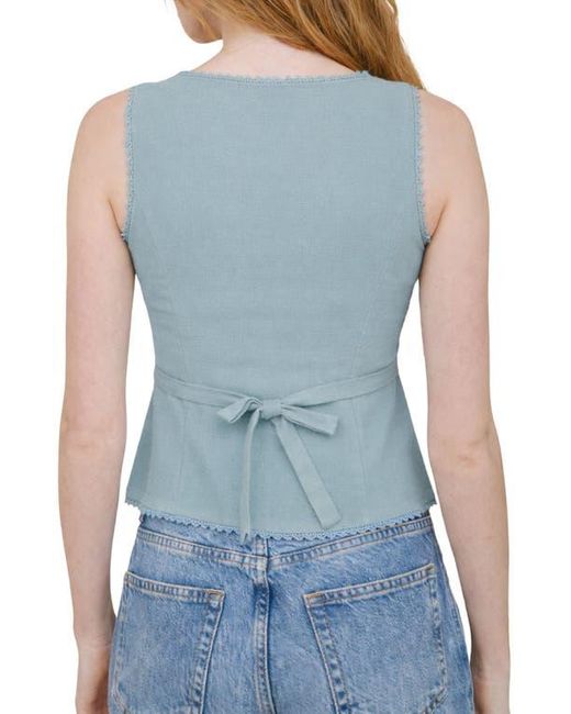 Blu Pepper Blue Lace Trim Button Down Tank