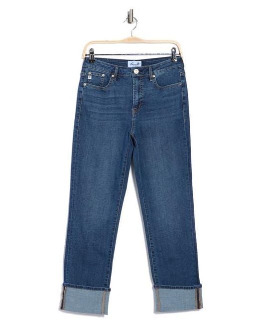 Seven7 Blue High Waist Cuffed Hem Jeans
