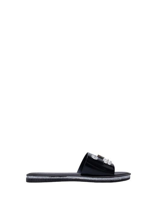 Bebe Black Charm Slide Sandal