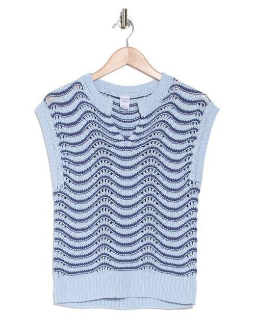 Melrose and Market Blue Split Neck Sleeveless Sweater