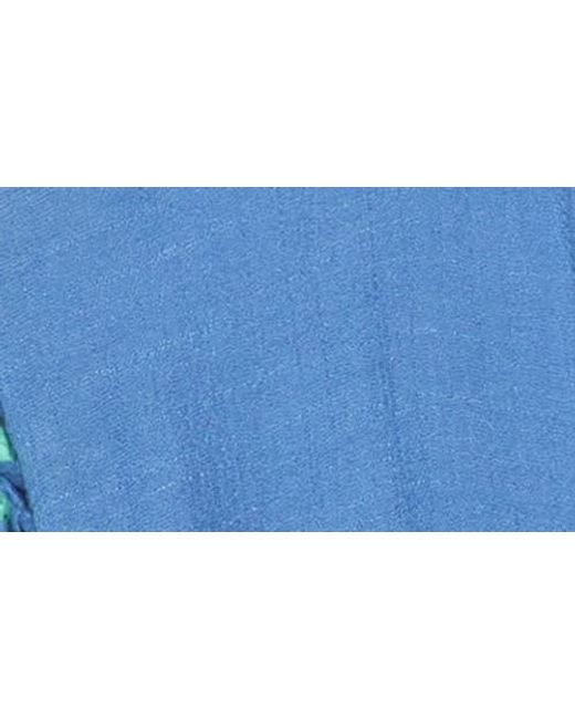 Elan Blue Crochet Trim Crop Cover-Up Top