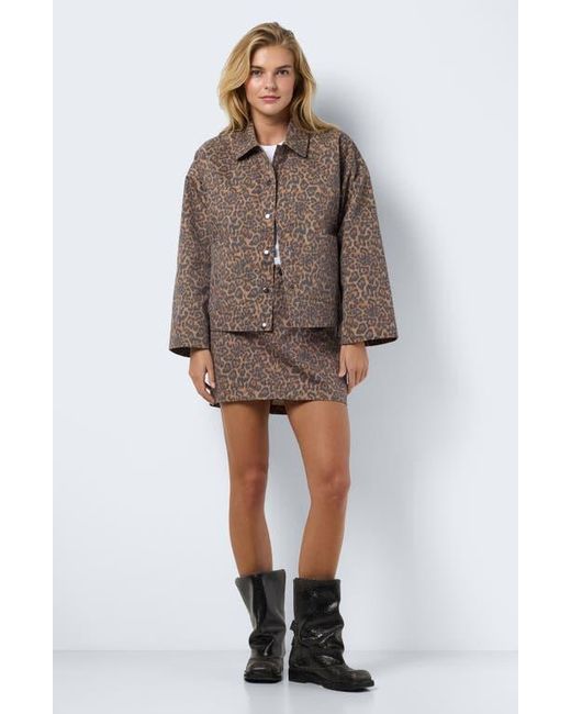 Noisy May Brown Jules Leopard Print Jacket