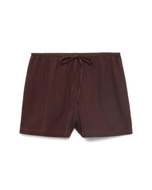 Mango Red Drawstring Cotton Shorts