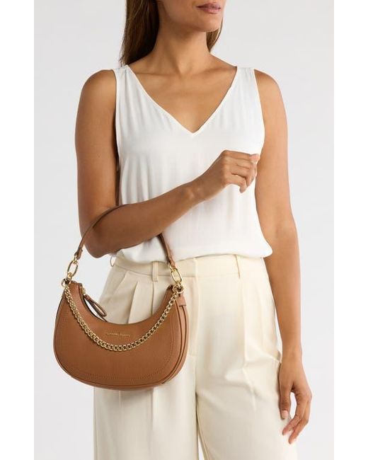 Nanette Lepore Brown Pebble Crescent Baguette Shoulder Bag