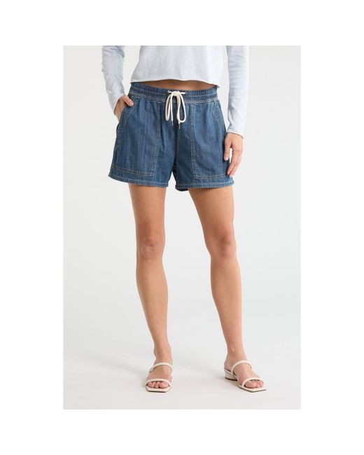 James Perse Blue Drawstring Denim Shorts