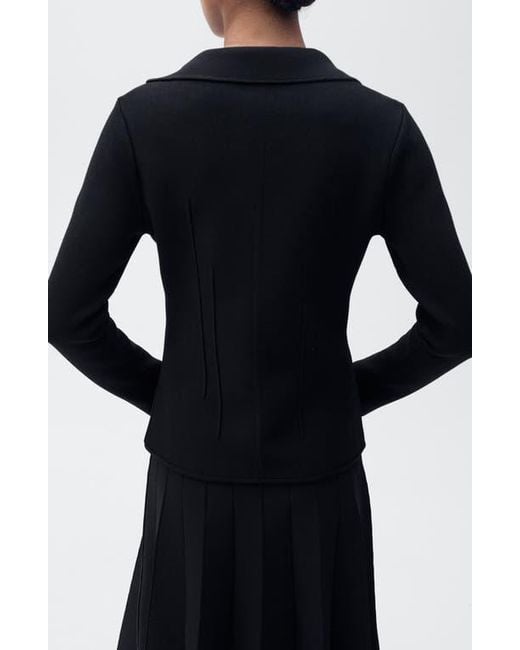 Mango Black Knit Jacket With Lapel Collar