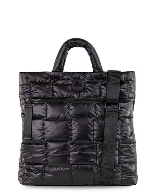 Pajar Black Quilted Top Handle Tote Bag