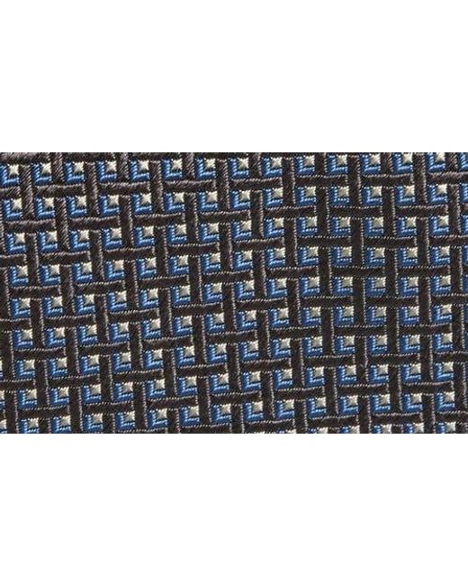 David Donahue Gray Geometric Pattern Silk Tie for men