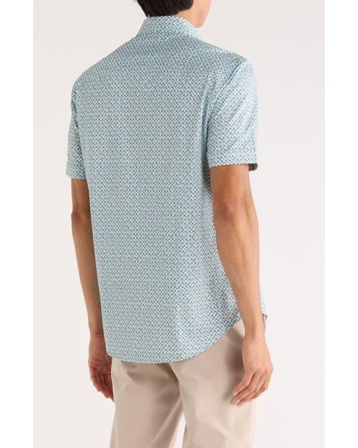 Bugatchi Blue Miles Ooohcotton Short Sleeve Button-Up Shirt for men