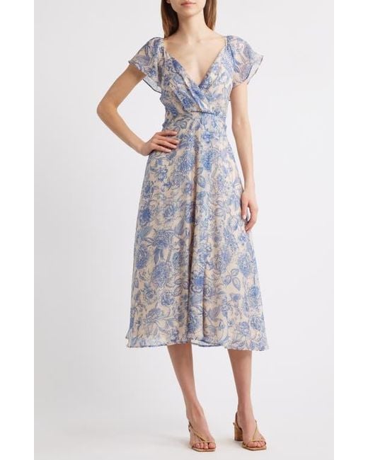 skater flare dress Diva Dreams Navy & Lilac Floral Fit & Flare Midi Dress Small
