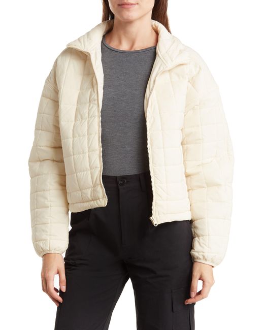 Elodie White Box Quilted Puffer Jacket In Ecru At Nordstrom Rack