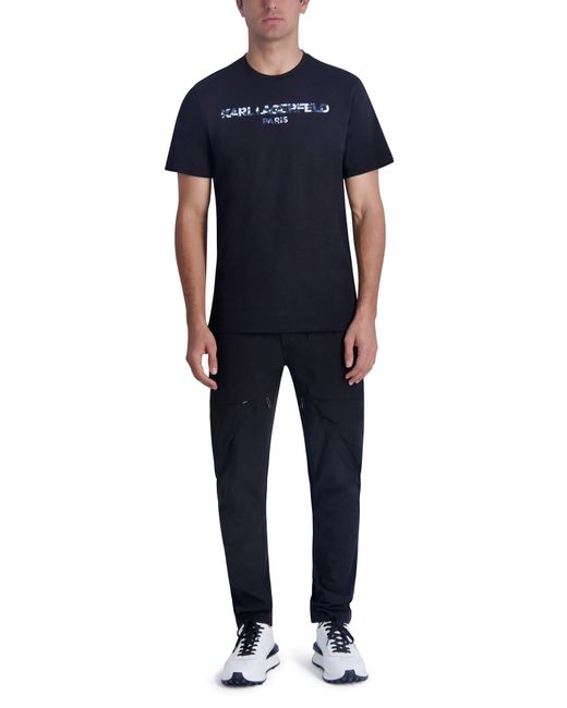Karl Lagerfeld Black Camo Logo Cotton Graphic T-shirt for men