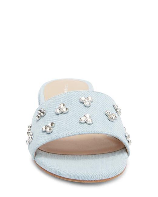 Stuart Weitzman White Tammy Crystal Slide Sandal