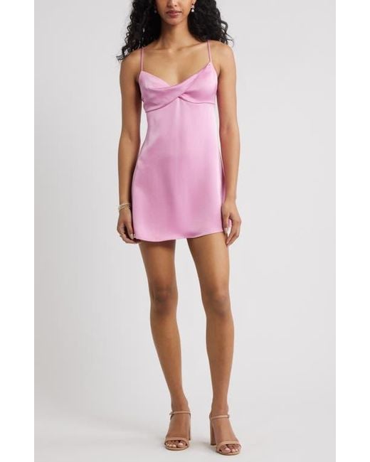 bp twist front satin mini dress Raya Twist Front Satin Mini Dress Shop American Threads Online Marine Blue / XS