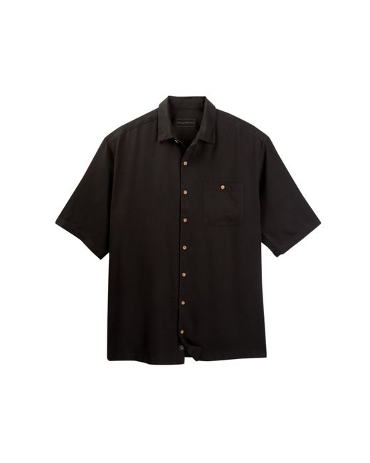 Tommy Bahama Black Burn Cigar Lounge Embroidered Silk Camp Shirt (big & Tall) for men