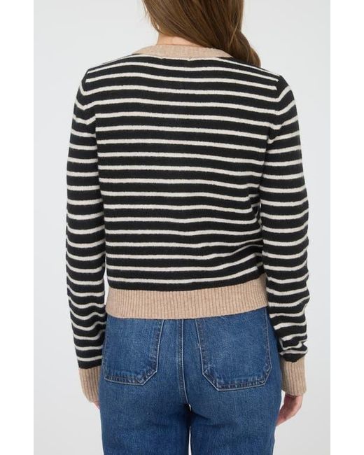 Blu Pepper Black Contrast Stripe Knit Cardigan