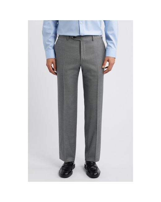 Canali Gray Impeccabile Regular Fit Bird's Eye Super 130S Wool Dress Pants for men