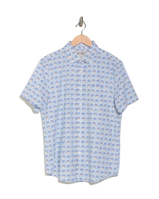 Original Penguin Blue Tile Print Short Sleeve Shirt for men