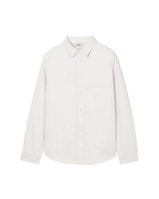 COS White Organic Cotton & Linen Denim Button-up Shirt for men