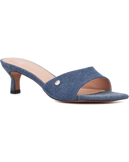 New York & Company Blue Gaia Kitten Heel Sandal