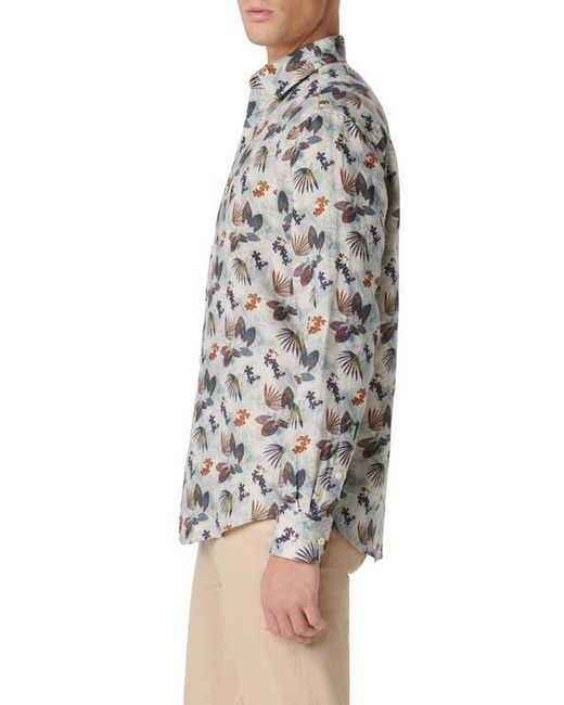 Bugatchi Multicolor Julian Shaped Fit Frond Print Linen Button-Up Shirt for men