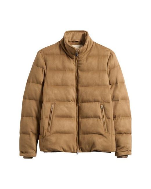 Aurélien Brown Water Resistant Quilted Wool Puffer Jacket for men