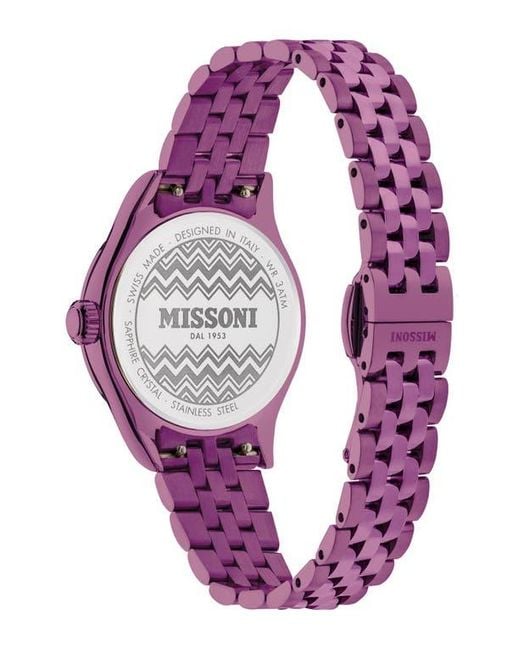 Missoni Purple Classic Zigzag Bracelet Watch, 34Mm