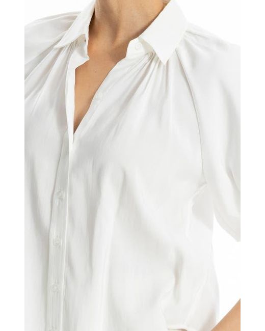 Max Studio White Bubble Sleeve Bf Shirt
